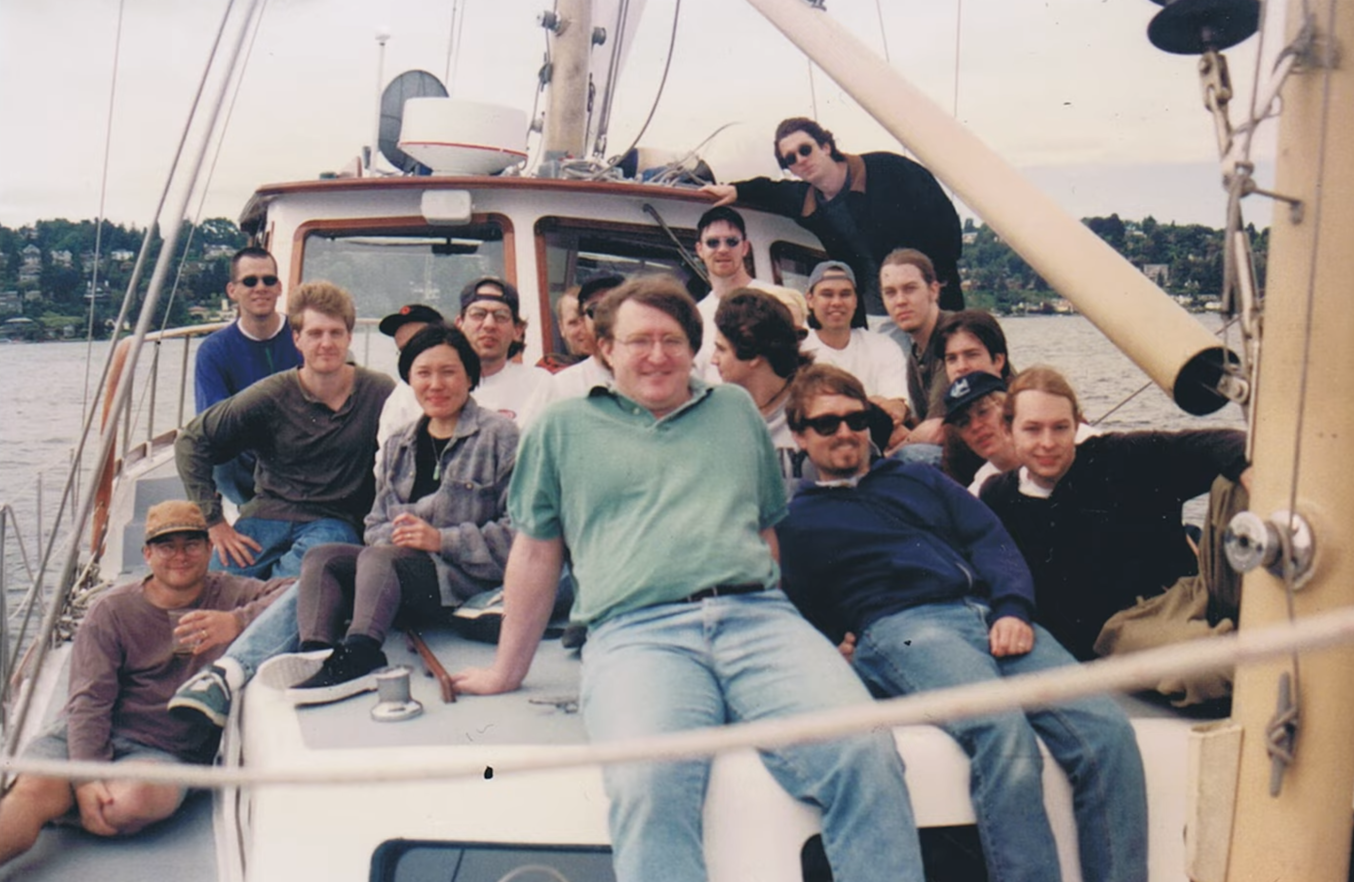 Photo of Gabe Newell and the Valve team from the Half-Life 25th Anniversary Edition Update