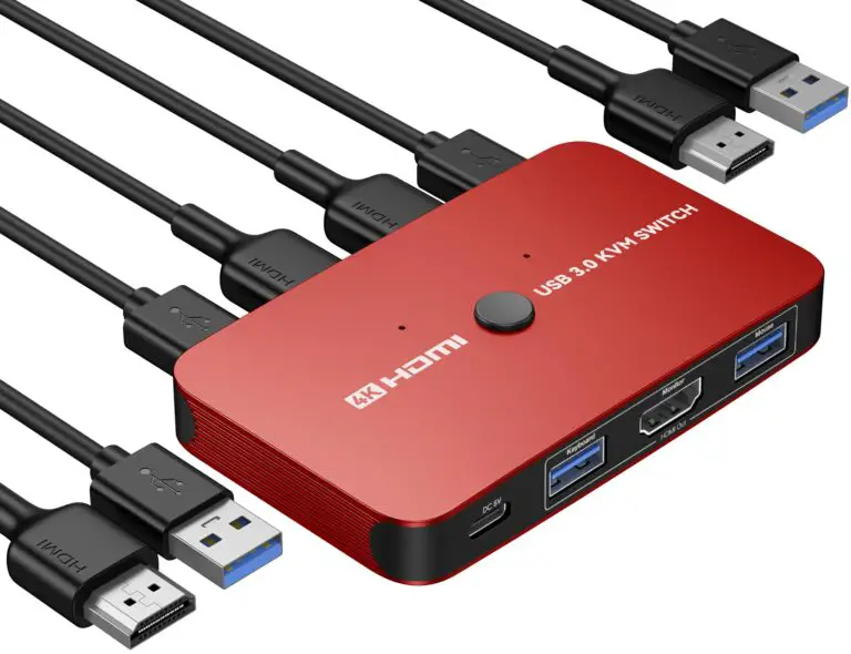 ABLEWE Aluminum KVM Switch HDMI on a desk