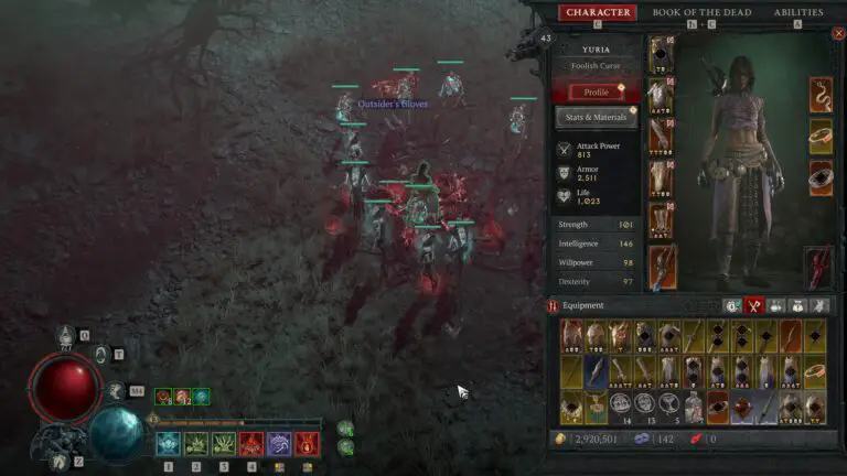 Diablo 4 Necromancer with an overflowing inventory