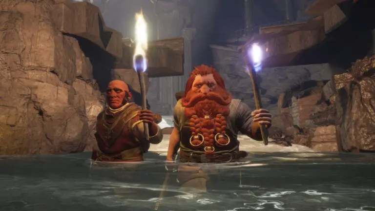 Dwarves exploring the depths in Return to Moria