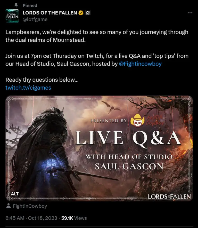 Lords of the Fallen game update announcement