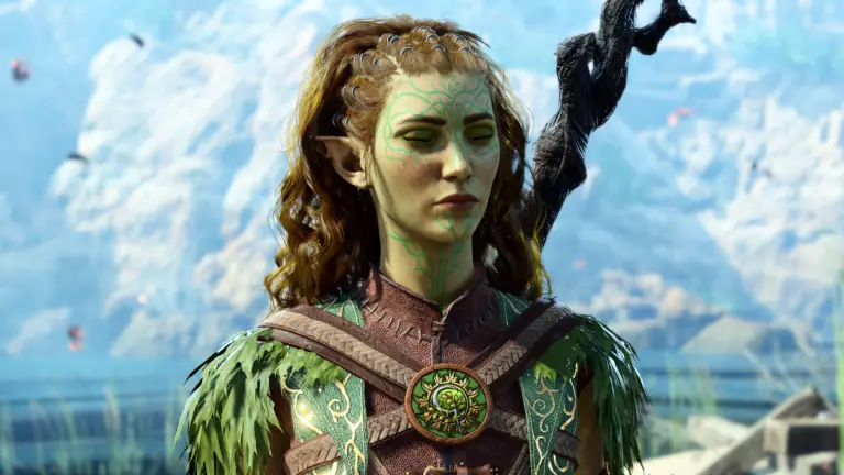 A wood elf druid character in Baldur's Gate 3 showcasing the impact of cosmetic mods