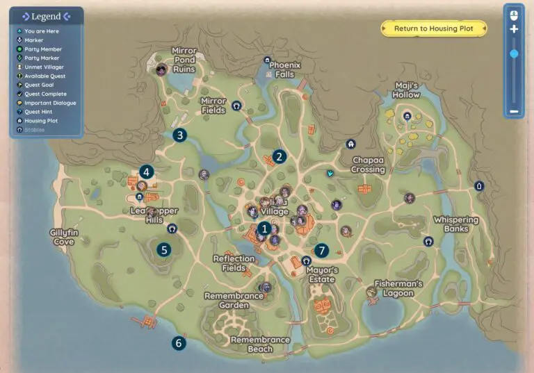 Map of Kilimia Village in Palia highlighting winterlight present locations