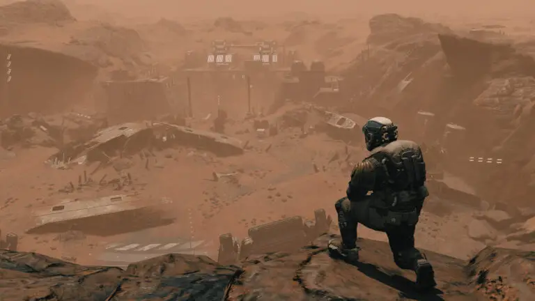 Astronaut looking at a crater on a planet, symbolizing exploration in games like Baldur's Gate 3