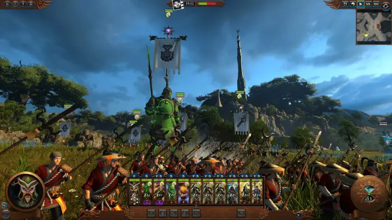 Epic battle scene from Total War: Warhammer 3, showcasing the game's detailed graphics and intense combat.